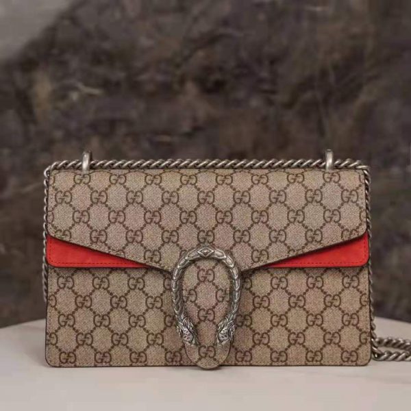Gucci GG Women Dionysus GG Small Shoulder Bag Beige Ebony GG Supreme Canvas (5)