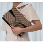 Gucci GG Women Dionysus GG Small Shoulder Bag Beige Ebony GG Supreme Canvas Black Suede - Image 13