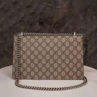 Gucci GG Women Dionysus GG Small Shoulder Bag Beige Ebony GG Supreme Canvas Black Suede
