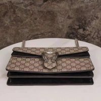 Gucci GG Women Dionysus GG Small Shoulder Bag Beige Ebony GG Supreme Canvas Black Suede