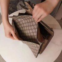 Gucci GG Women Dionysus GG Small Shoulder Bag Beige Ebony GG Supreme Canvas Brown Suede