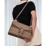 Gucci GG Women Dionysus GG Small Shoulder Bag Beige Ebony GG Supreme Canvas Brown Suede - Image 12