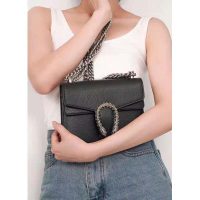 Gucci GG Women Dionysus Leather Mini Bag Black Metal-Free Tanned Leather