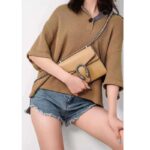 Gucci GG Women Dionysus Mini Bag Brown Leather Black Crystals – Image 13