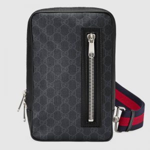 Gucci GG Women GG Black Belt Bag Black Grey Soft GG Supreme