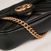 Gucci GG Women GG Marmont Matelassé Leather Super Mini Bag Black Matelassé Chevron