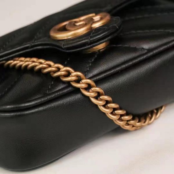Gucci GG Women GG Marmont Matelassé Leather Super Mini Bag Black Matelassé Chevron (3)