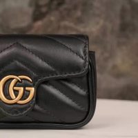 Gucci GG Women GG Marmont Matelassé Leather Super Mini Bag Black Matelassé Chevron