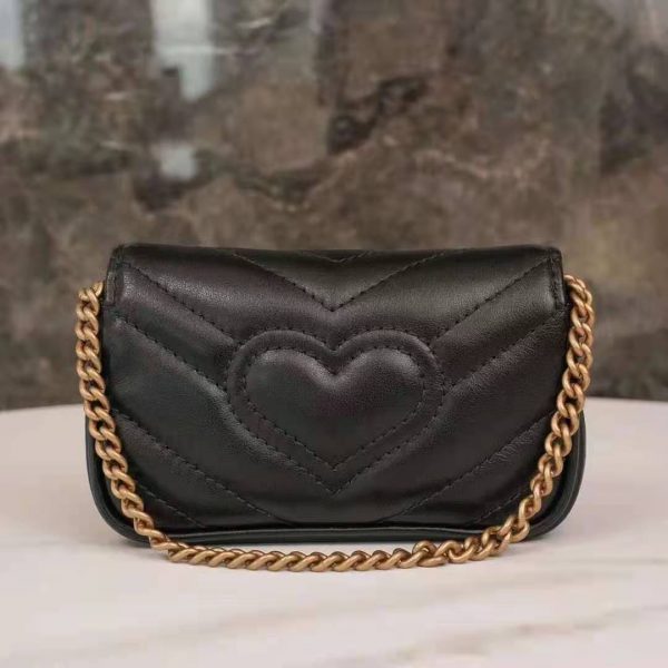 Gucci GG Women GG Marmont Matelassé Leather Super Mini Bag Black Matelassé Chevron (8)