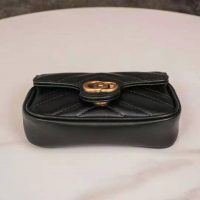 Gucci GG Women GG Marmont Matelassé Leather Super Mini Bag Black Matelassé Chevron