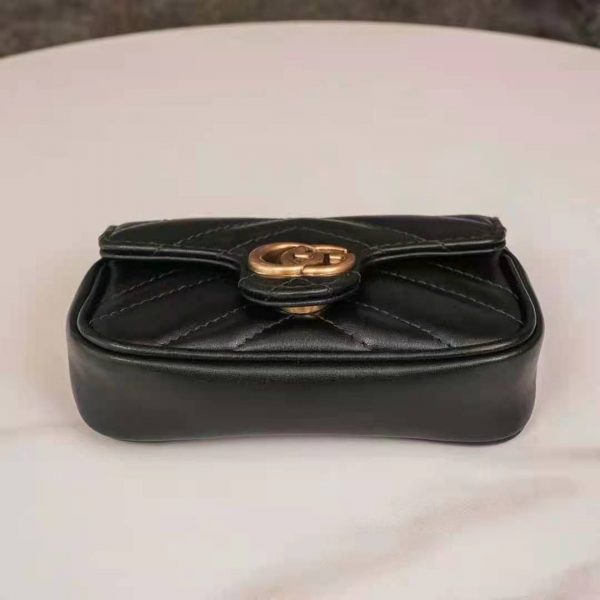 Gucci GG Women GG Marmont Matelassé Leather Super Mini Bag Black Matelassé Chevron (9)