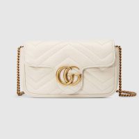 Gucci GG Women GG Marmont Matelassé Leather Super Mini Bag White Matelassé Chevron