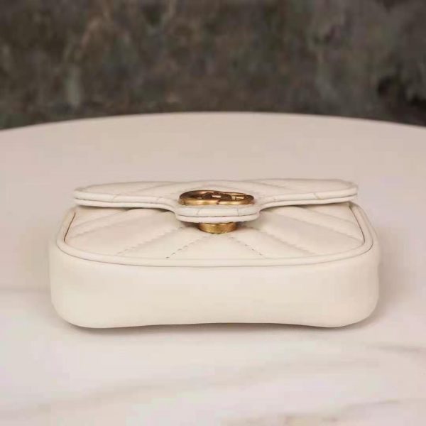 Gucci GG Women GG Marmont Matelassé Leather Super Mini Bag White Matelassé Chevron (11)