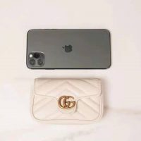 Gucci GG Women GG Marmont Matelassé Leather Super Mini Bag White Matelassé Chevron