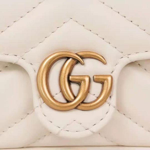 Gucci GG Women GG Marmont Matelassé Leather Super Mini Bag White Matelassé Chevron (4)