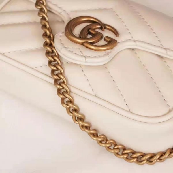 Gucci GG Women GG Marmont Matelassé Leather Super Mini Bag White Matelassé Chevron (7)