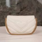Gucci GG Women GG Marmont Matelassé Leather Super Mini Bag White Matelassé Chevron - Image 4