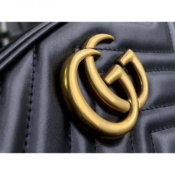 Gucci GG Women GG Marmont Small Matelassé Shoulder Bag Black Double G (20)