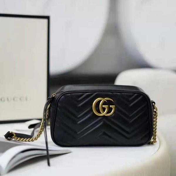Gucci GG Women GG Marmont Small Matelassé Shoulder Bag Black Double G (22)