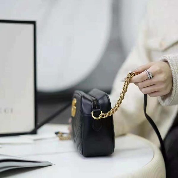 Gucci GG Women GG Marmont Small Matelassé Shoulder Bag Black Double G (23)