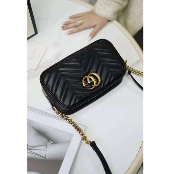Gucci GG Women GG Marmont Small Matelassé Shoulder Bag Black Double G (27)