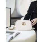 Gucci GG Women GG Marmont Small Matelassé Shoulder Bag White Double G – Image 2