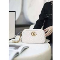 Gucci GG Women GG Marmont Small Matelassé Shoulder Bag White Double G