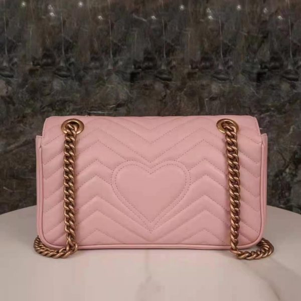 Gucci GG Women GG Marmont Small Pink Matelassé Shoulder Bag Double G (14)