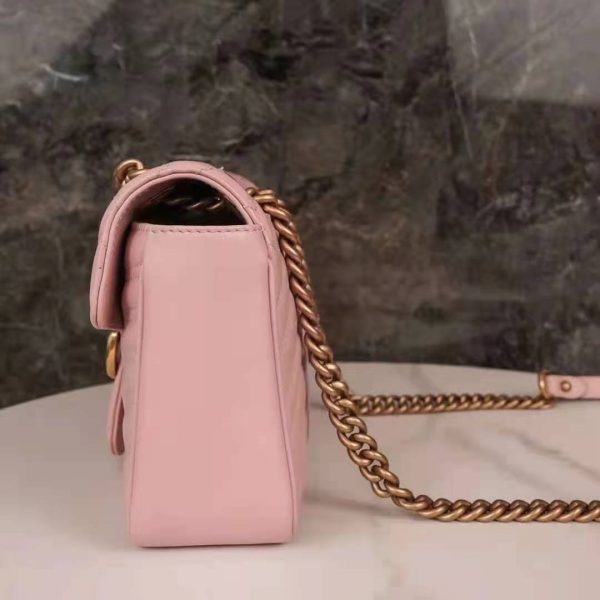 Gucci GG Women GG Marmont Small Pink Matelassé Shoulder Bag Double G (17)