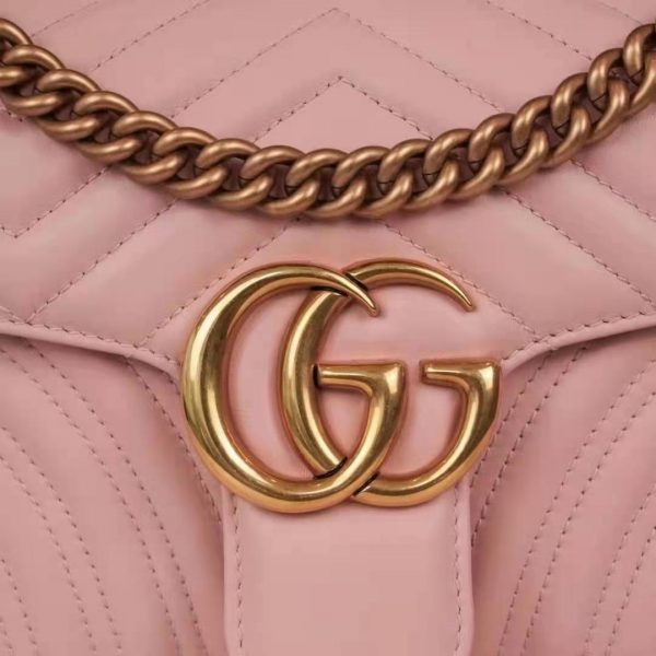 Gucci GG Women GG Marmont Small Pink Matelassé Shoulder Bag Double G (3)