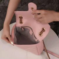 Gucci GG Women GG Marmont Small Pink Matelassé Shoulder Bag Double G