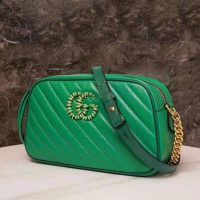 Gucci GG Women GG Marmont Small Shoulder Bag Bright Green Diagonal Matelassé