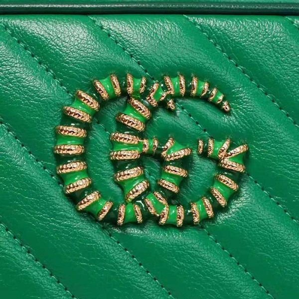Gucci GG Women GG Marmont Small Shoulder Bag Bright Green Diagonal Matelassé (10)