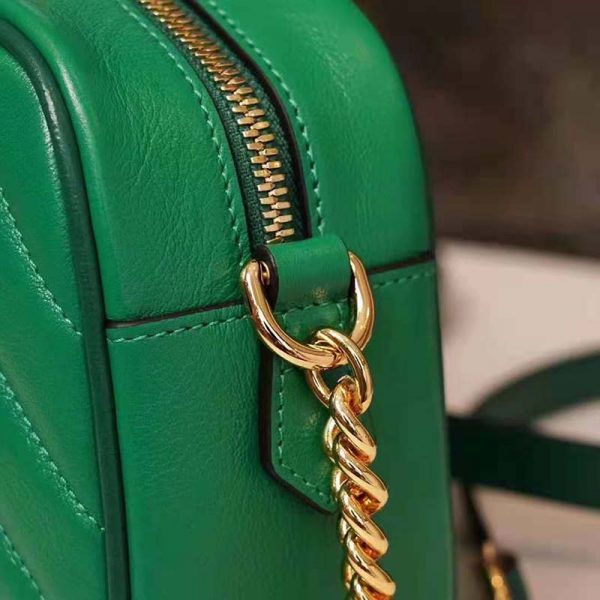 Gucci GG Women GG Marmont Small Shoulder Bag Bright Green Diagonal Matelassé (11)