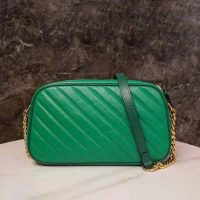 Gucci GG Women GG Marmont Small Shoulder Bag Bright Green Diagonal Matelassé