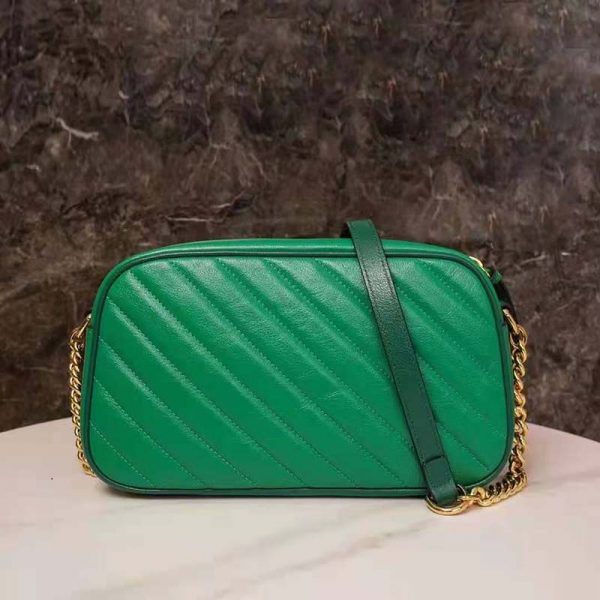 Gucci GG Women GG Marmont Small Shoulder Bag Bright Green Diagonal Matelassé (15)