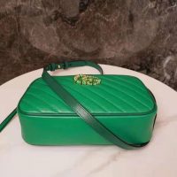 Gucci GG Women GG Marmont Small Shoulder Bag Bright Green Diagonal Matelassé