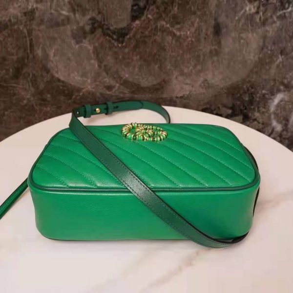 Gucci GG Women GG Marmont Small Shoulder Bag Bright Green Diagonal Matelassé (3)