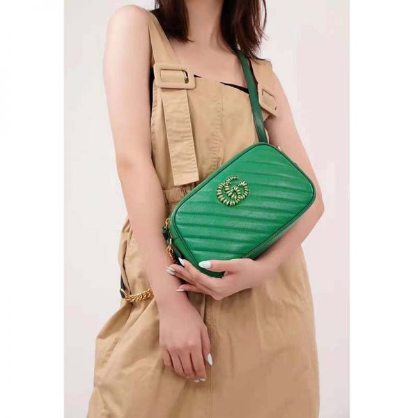 Gucci GG Women GG Marmont Small Shoulder Bag Bright Green Diagonal Matelassé (6)