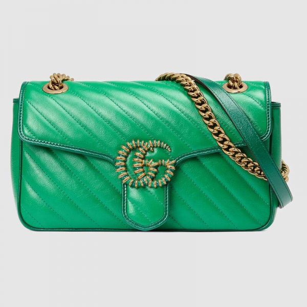 Gucci GG Women GG Marmont Small Shoulder Bag Bright Green Diagonal ...