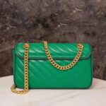 Gucci GG Women GG Marmont Small Shoulder Bag Bright Green Diagonal Matelassé Leather - Image 4