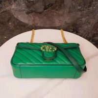 Gucci GG Women GG Marmont Small Shoulder Bag Bright Green Diagonal Matelassé Leather