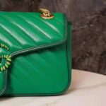 Gucci GG Women GG Marmont Small Shoulder Bag Bright Green Diagonal Matelassé Leather - Image 10