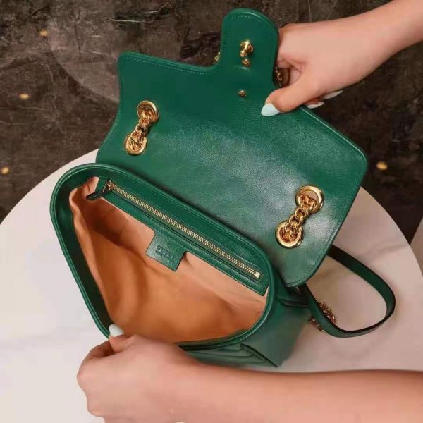 Gucci GG Women GG Marmont Small Shoulder Bag Bright Green Diagonal Matelassé Leather (16)