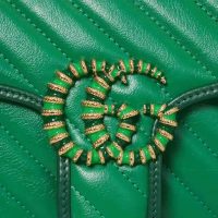 Gucci GG Women GG Marmont Small Shoulder Bag Bright Green Diagonal Matelassé Leather