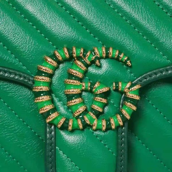 Gucci GG Women GG Marmont Small Shoulder Bag Bright Green Diagonal Matelassé Leather (6)