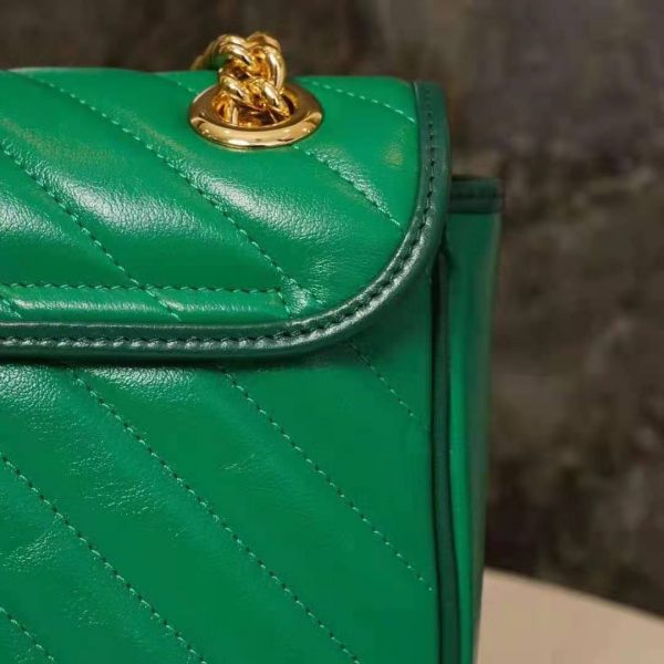 Gucci GG Women GG Marmont Small Shoulder Bag Bright Green Diagonal Matelassé Leather (7)