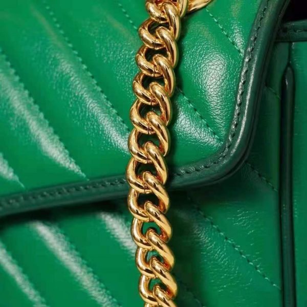 Gucci GG Women GG Marmont Small Shoulder Bag Bright Green Diagonal Matelassé Leather (8)
