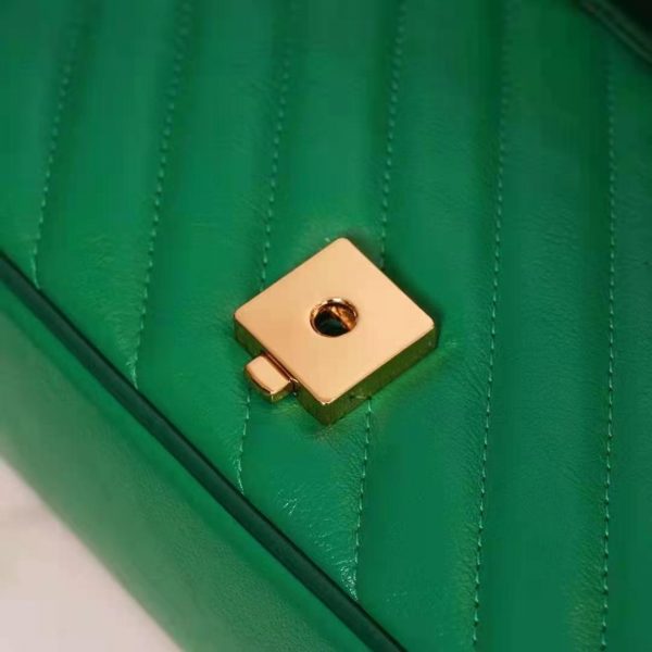 Gucci GG Women GG Marmont Small Shoulder Bag Bright Green Diagonal Matelassé Leather (9)