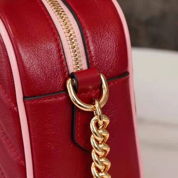 Gucci GG Women GG Marmont Small Shoulder Bag Dark Red Diagonal Matelassé Leather (2)